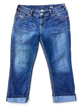 Silver Jeans Suki Capris W34 Mid-Rise Thick Stitching
